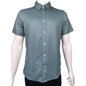 Jachs New York Mens Medium Green Classic Fit Short Sleeve Button Down Shirt New